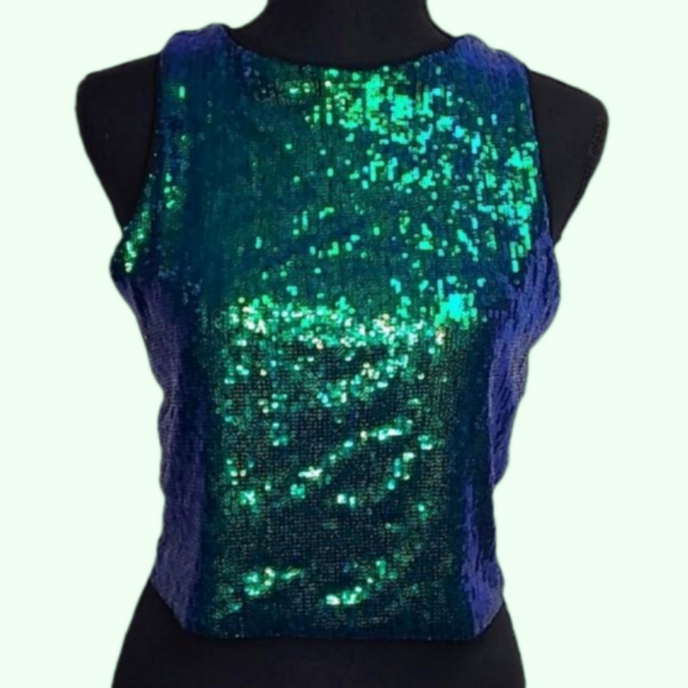 H&M Divided. sequined blue green tank. Size M